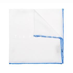 TP008 白色天蓝边真丝帕巾