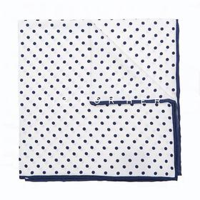 TP011 蓝波点白色真丝帕巾