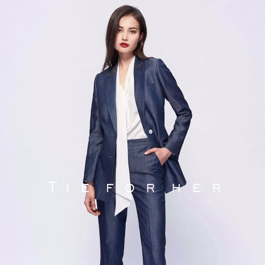 TF081 牛仔蓝单排扣两件套西装 商品图2