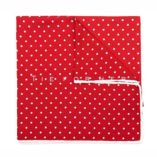 TP012 白波点红色真丝帕巾 商品图0