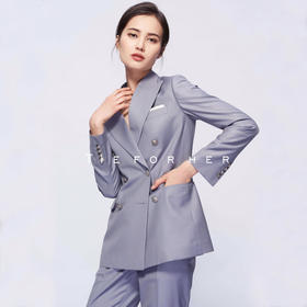 TF075 烟灰色双排扣两件套西装