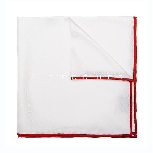 TP007 白色酒红边真丝帕巾 商品图0