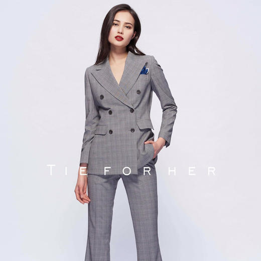 TF070 黑白格纹双排扣两件套西装 商品图0