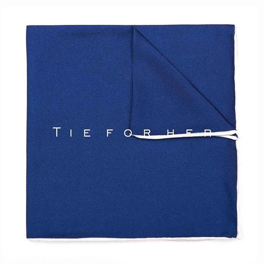 TP010 蓝色白边真丝帕巾 商品图0