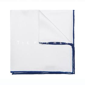 TP009 白色蓝边真丝帕巾