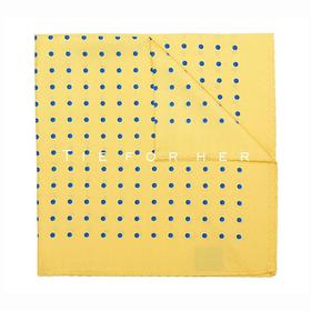 TP013 蓝波点黄色真丝帕巾