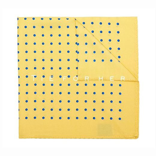 TP013 蓝波点黄色真丝帕巾 商品图0