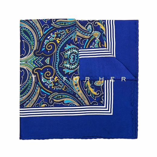 TP014 蓝黄色佩斯利帕巾 商品图0
