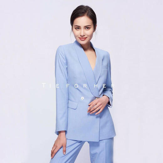 TF073 马卡龙蓝双排扣两件套西装 商品图0