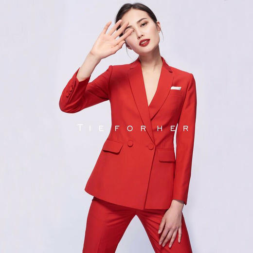 TF003 亮红色双排两件套西装 商品图1