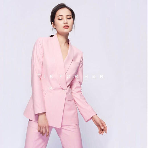 TF072 少女粉青果领双排扣两件套西装 商品图2