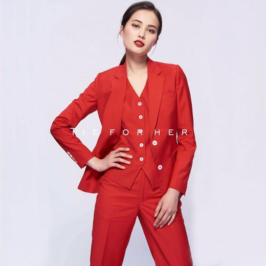TF068 亮红色单排三件套西装 商品图2