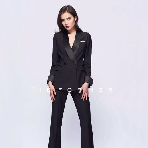 TF065 黑色青果领双排两件套西装 商品图2
