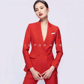 TF003 亮红色双排两件套西装