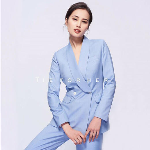 TF073 马卡龙蓝双排扣两件套西装 商品图2