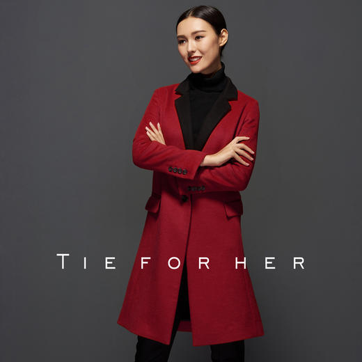 TF040单排平领正红大衣 商品图0