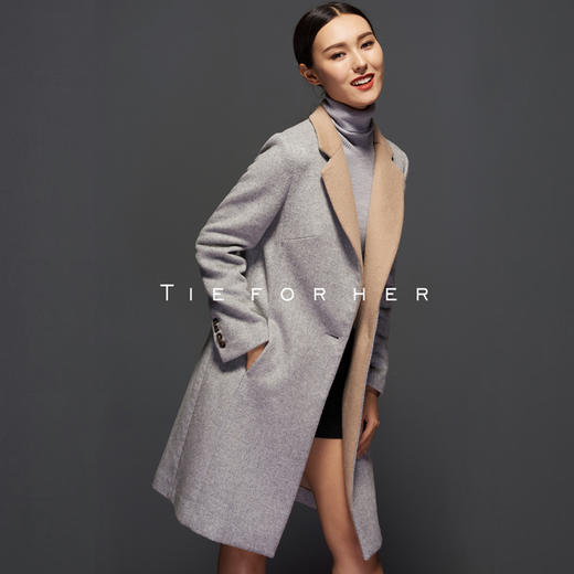 TF038单排平领浅驼大衣 商品图0