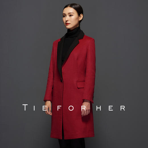 TF040单排平领正红大衣 商品图2