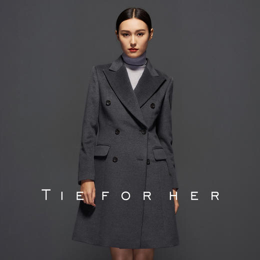 TF044双排枪领中灰色大衣 商品图0