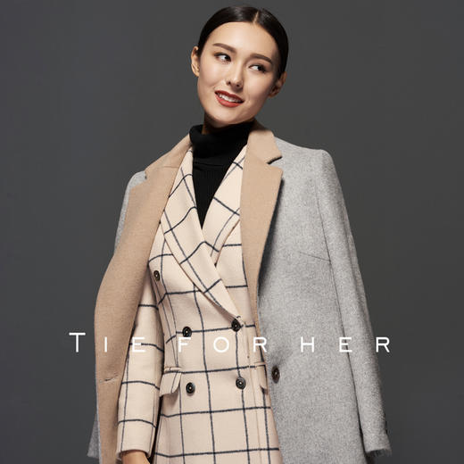 TF056粗纺米白窗格双排上衣 商品图2