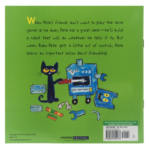 英文原版 Pete the Cat 皮特猫:Robo-Pete 吴敏兰推荐 4-8岁绘本+送贴纸 商品图1