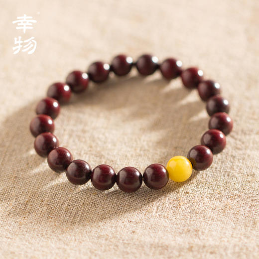 【青山特惠】原创设计-小叶紫檀蜜蜡配饰手串0.8*21颗     
 y26 商品图0