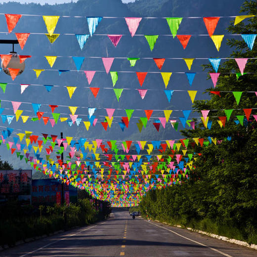 五色彩旗三角吊旗串旗开张婚礼婚庆