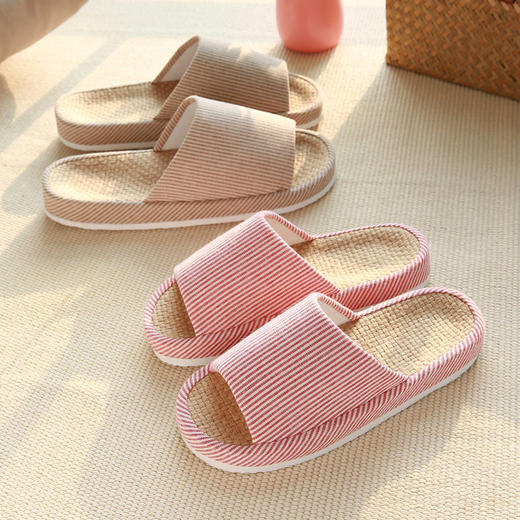 【优美】日系木地板亚麻拖鞋 商品图1