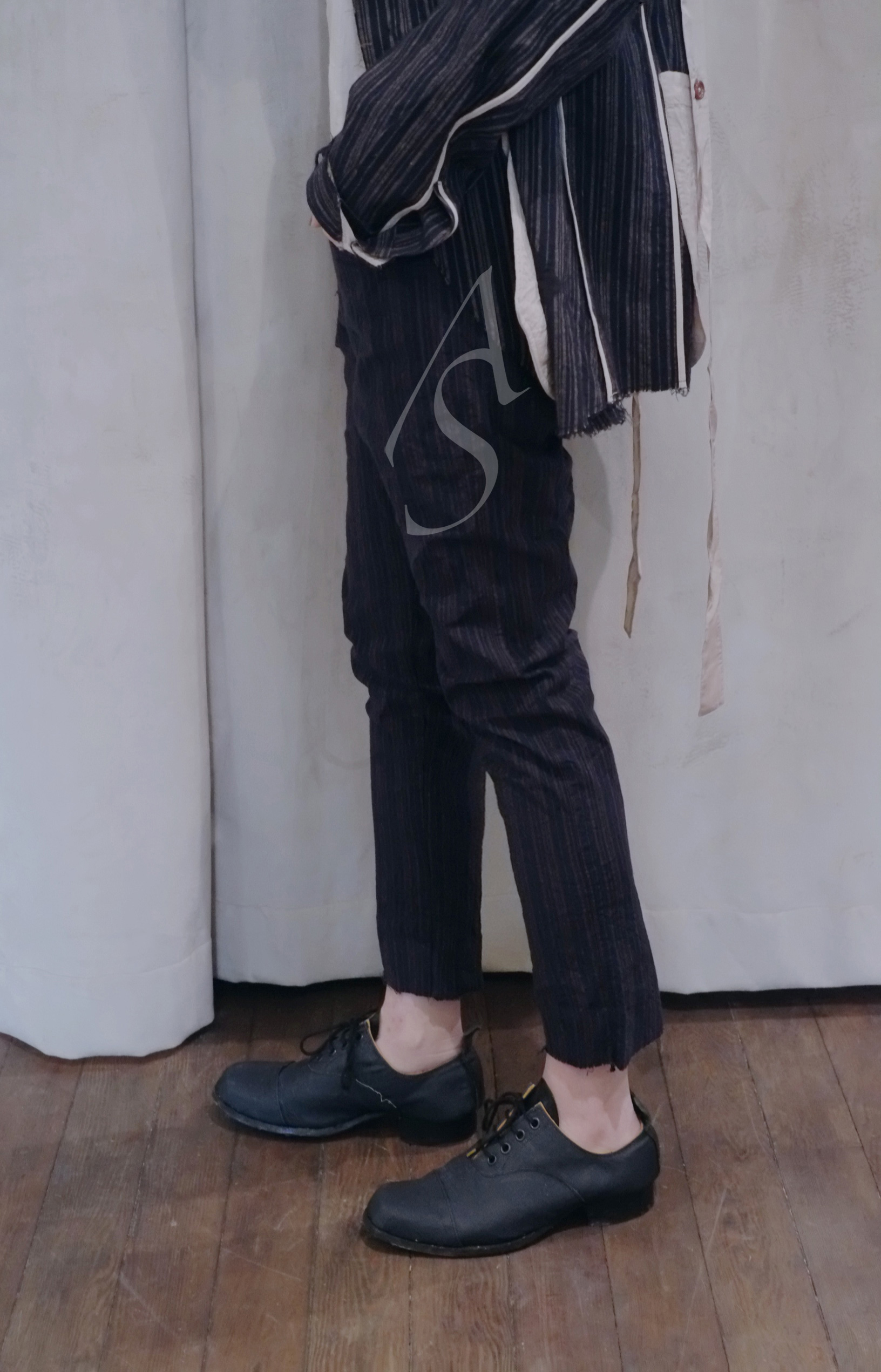 Liangxue 条纹细腿裤 蓝咖/土黄