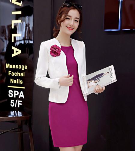 AL YM317  新款韩版修身时尚收腰两件套（配胸花） 商品图2