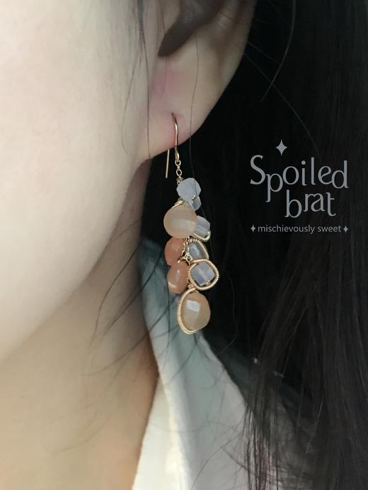 SpoiledBart Jewelry 进口14K注金 原创设计 天然桃色月光石 耳环 商品图3