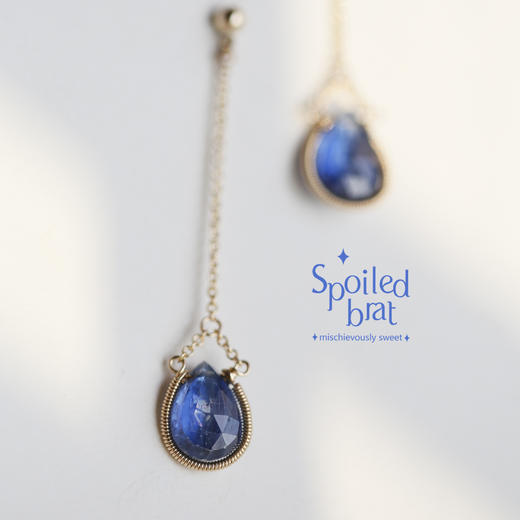 SpoiledBart Jewelry 进口14k注金 原创设计 天然蓝晶石耳钉 商品图1