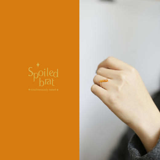 SpoiledBart Jewelry 进口14K注金 原创设计 天然橘玛瑙 戒指 商品图1