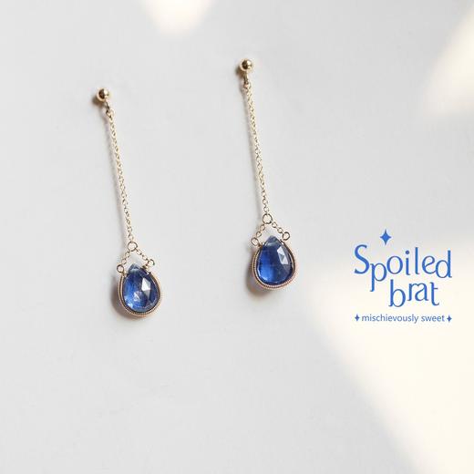 SpoiledBart Jewelry 进口14k注金 原创设计 天然蓝晶石耳钉 商品图0