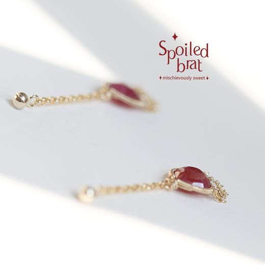 SpoiledBart Jewelry 进口14K注金 原创设计 天然红宝石 耳钉 商品图3