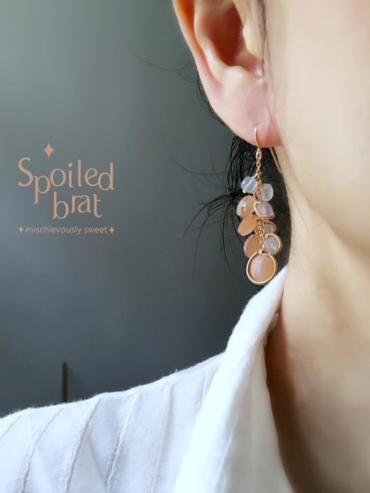 SpoiledBart Jewelry 进口14K注金 原创设计 天然桃色月光石 耳环 商品图2