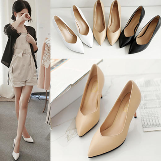 【女士高跟鞋】春夏新款时尚单鞋女鞋 工作鞋尖头细跟低帮职业ol高跟
