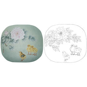 工笔动物白描底稿-李保山-鸡小品《吉祥富贵》-多种白描尺寸可选-EL06