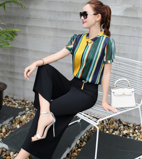 AL YXG5230 新款时尚彩色条纹女式套装