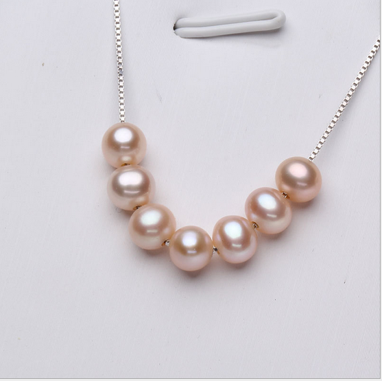 天然淡水珍珠微笑925银锁骨链
