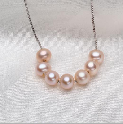 天然淡水珍珠微笑925银锁骨链 商品图1