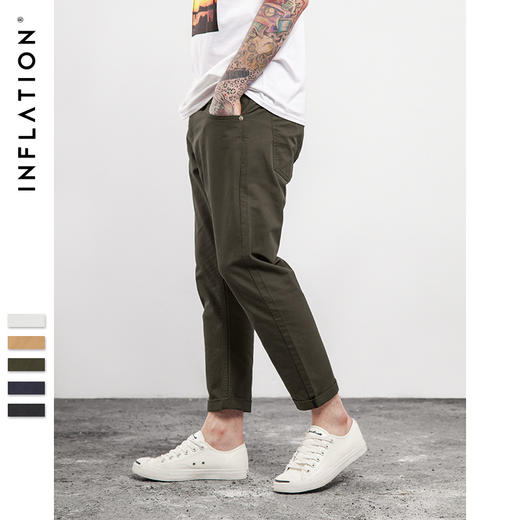 【男士休闲裤】INF男装|春夏新款潮牌经典简约纯色九分裤工装裤男休闲裤爆款 商品图0