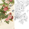 竖幅工笔花鸟白描底稿-四尺六尺牡丹-金鸿钧《春晓》-多种白描尺寸可选-JR01 商品缩略图0