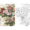 竖幅工笔花鸟白描底稿-花卉牡丹-金鸿钧《万紫千红》-多种白描尺寸可选-JR16 商品缩略图0