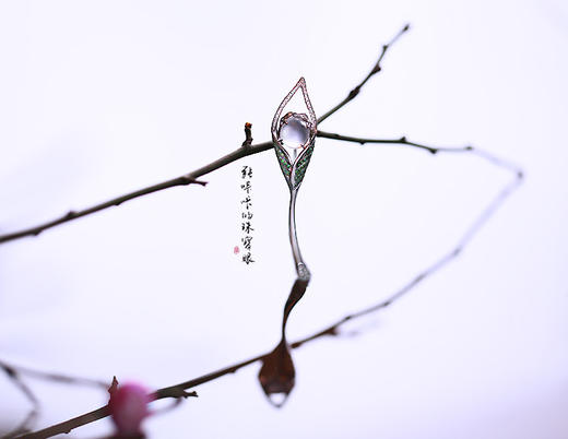 马蹄莲，白玻璃种翡翠胸针 商品图2