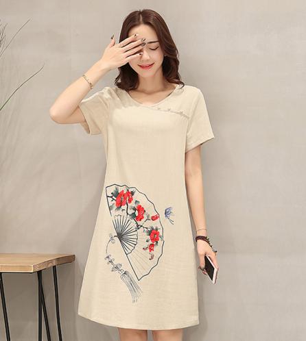 AL NY801 新款文艺大码女装时尚休闲连衣裙 商品图0