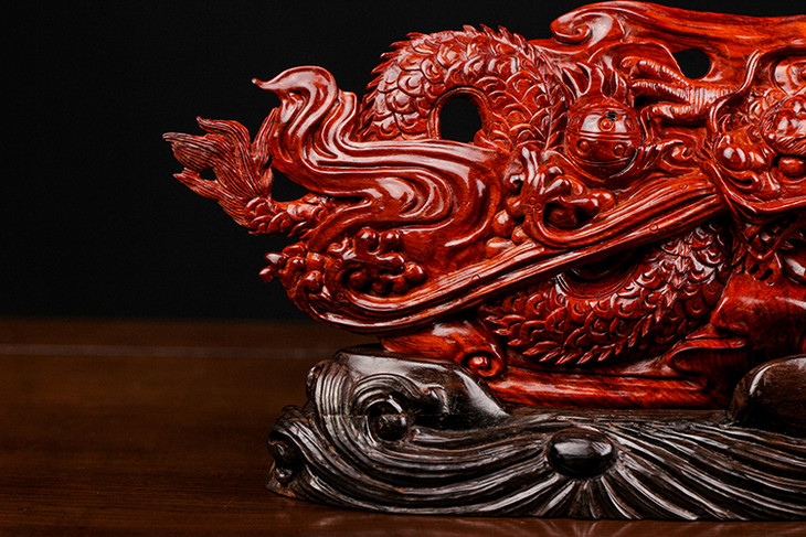 已开光龙吐珠手工雕刻摆件172号紫檀