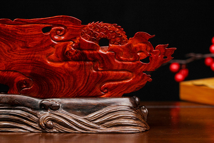 已开光龙吐珠手工雕刻摆件172号紫檀