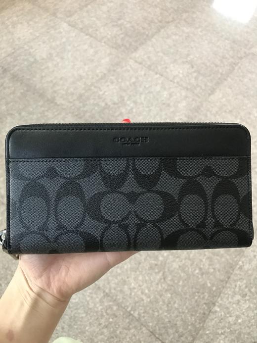 【加拿大】特价COACH 长款男士皮夹 长款男士钱包  黑灰色压花皮夹 纯黑色皮夹 顺丰包邮不退不换 商品图0