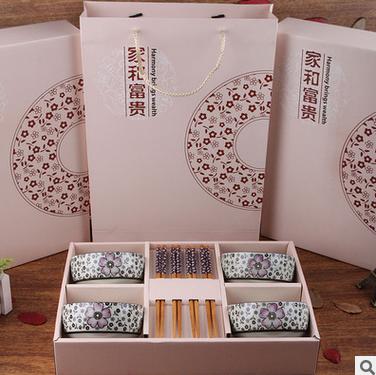 【碗盘碟】。婚庆回礼商务陶瓷餐具实用礼品 碗筷套装8件套礼盒包装 商品图3